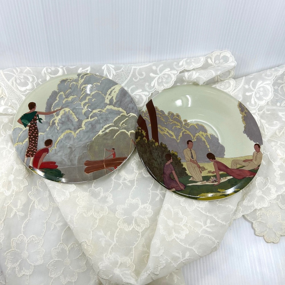 London Underground Art Deco Saucers André Marty 1931 Set of 2 Display Plates